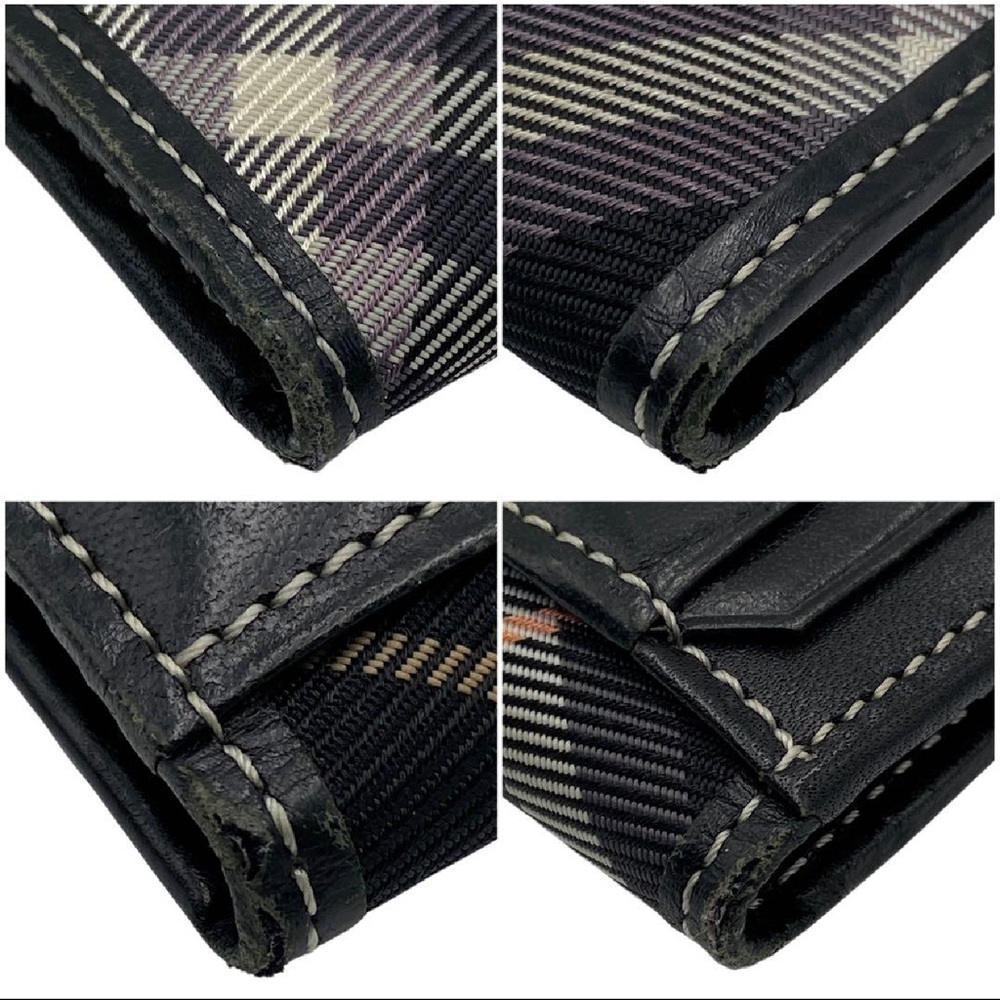 Burberry Blue Label Black Nova Check Leather Trim Wallet - Picture 6 of 9
